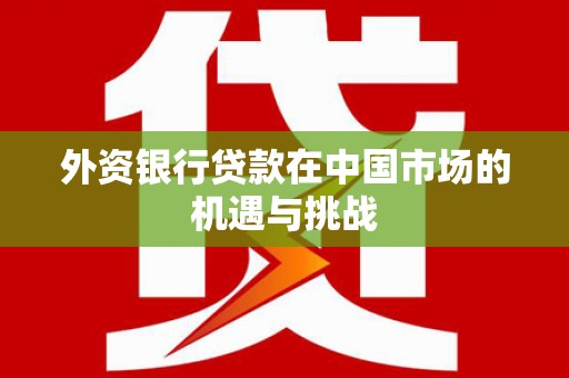 沁县外资银行贷款在中国市场的机遇与挑战