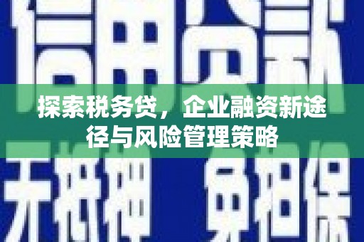 沁县探索税务贷，企业融资新途径与风险管理策略