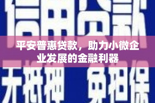沁县平安普惠贷款，助力小微企业发展的金融利器